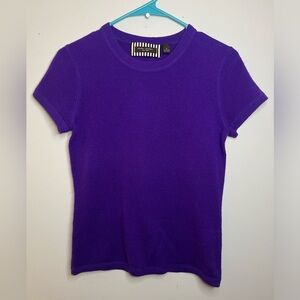 Henri Bendel 100% Cashmere Short Sleeve Purple Sweater Women’s Size Medium